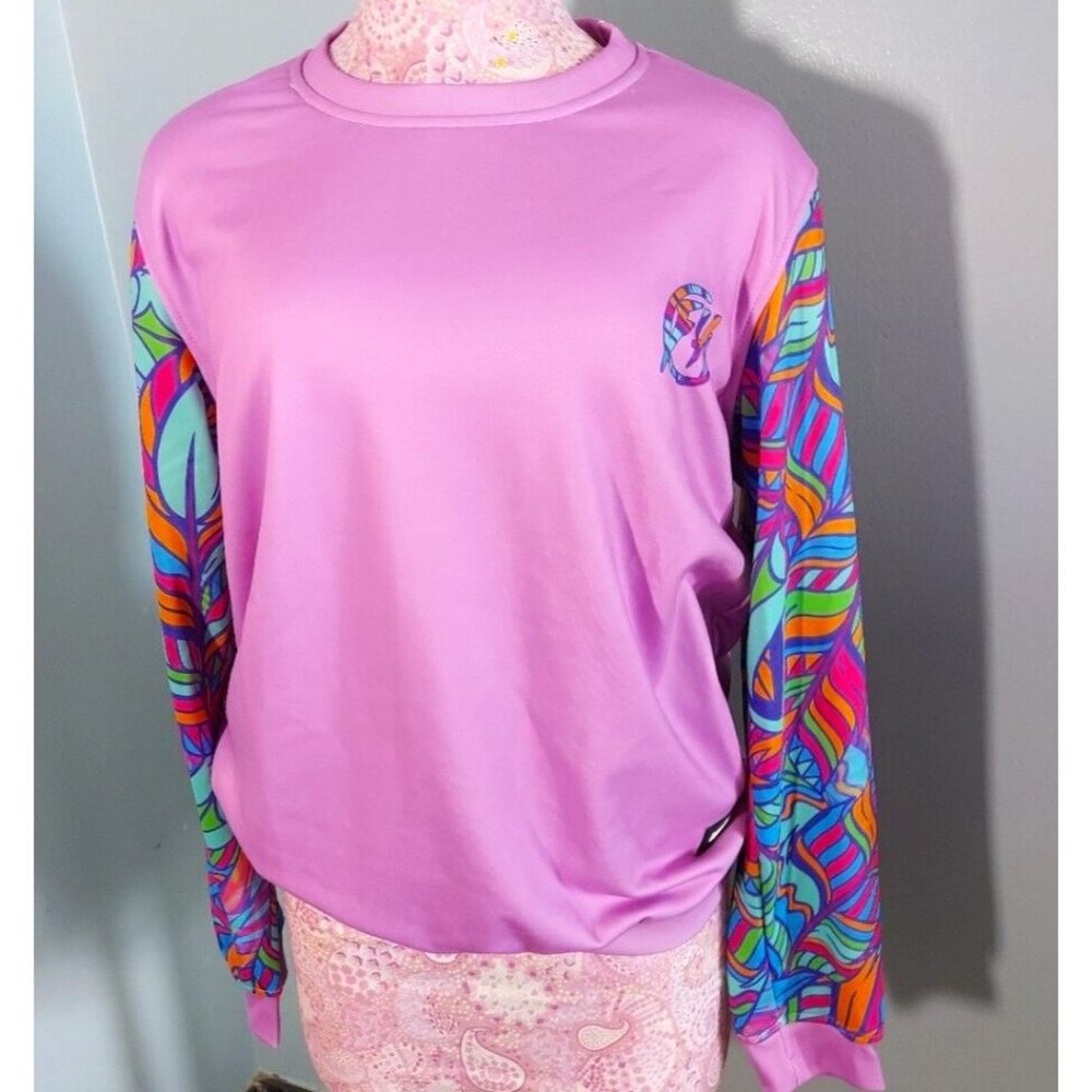 Fresh hoods Birds of Paradise Neon Feathe Sweatshirt Sz M/L NWT MSRP$62.99